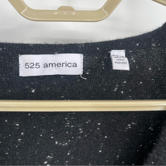 525 America Black Marled Cashmere Poncho Sweater with Fringe - Picture 8 of 12